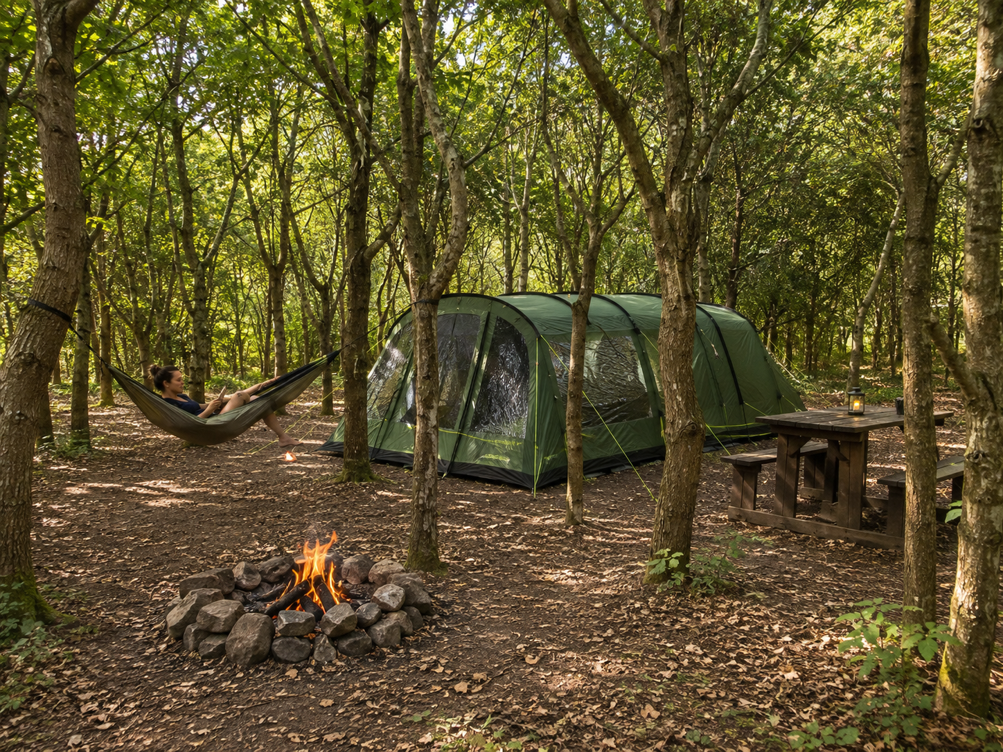Woodland Camp Pitch amongst the trees - view 2